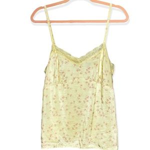 American Eagle Yellow Silk Lace Sleeveless Floral Cami Size 14